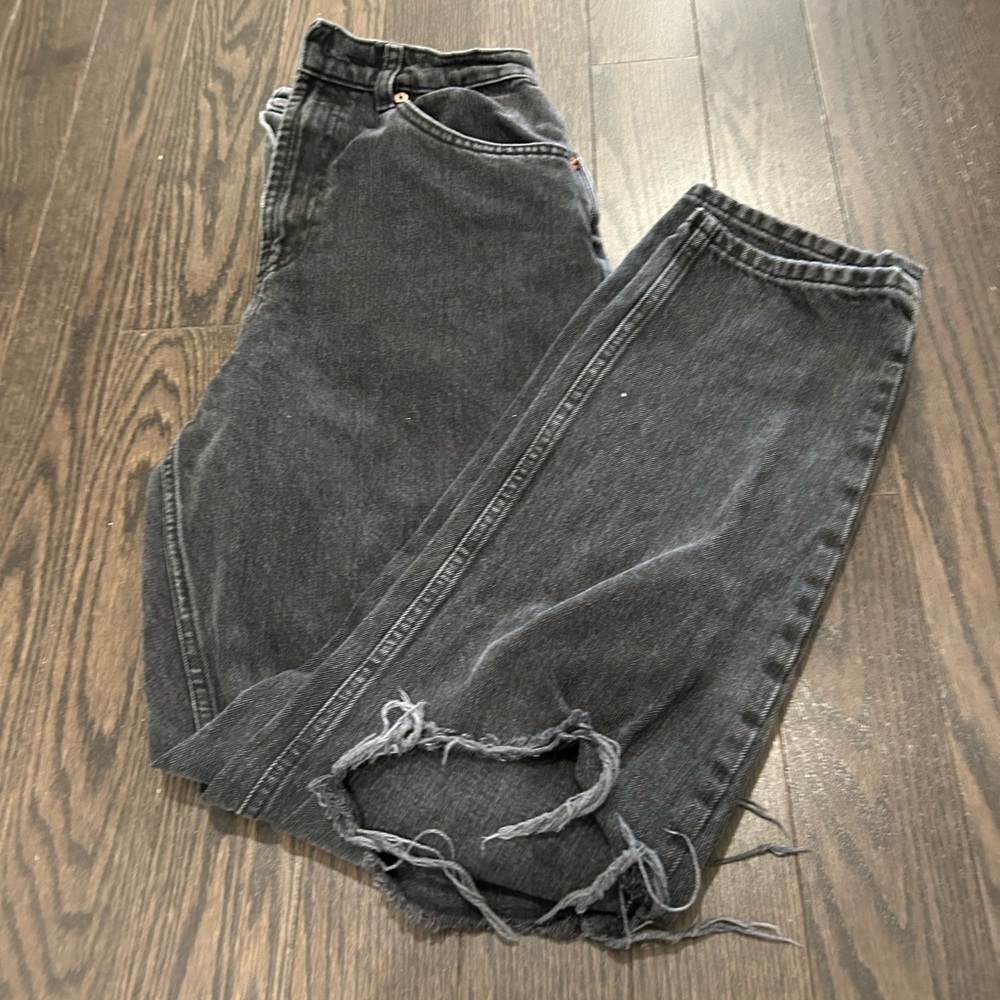 ASOS Black Boyfriend Jeans with Distressed Hem